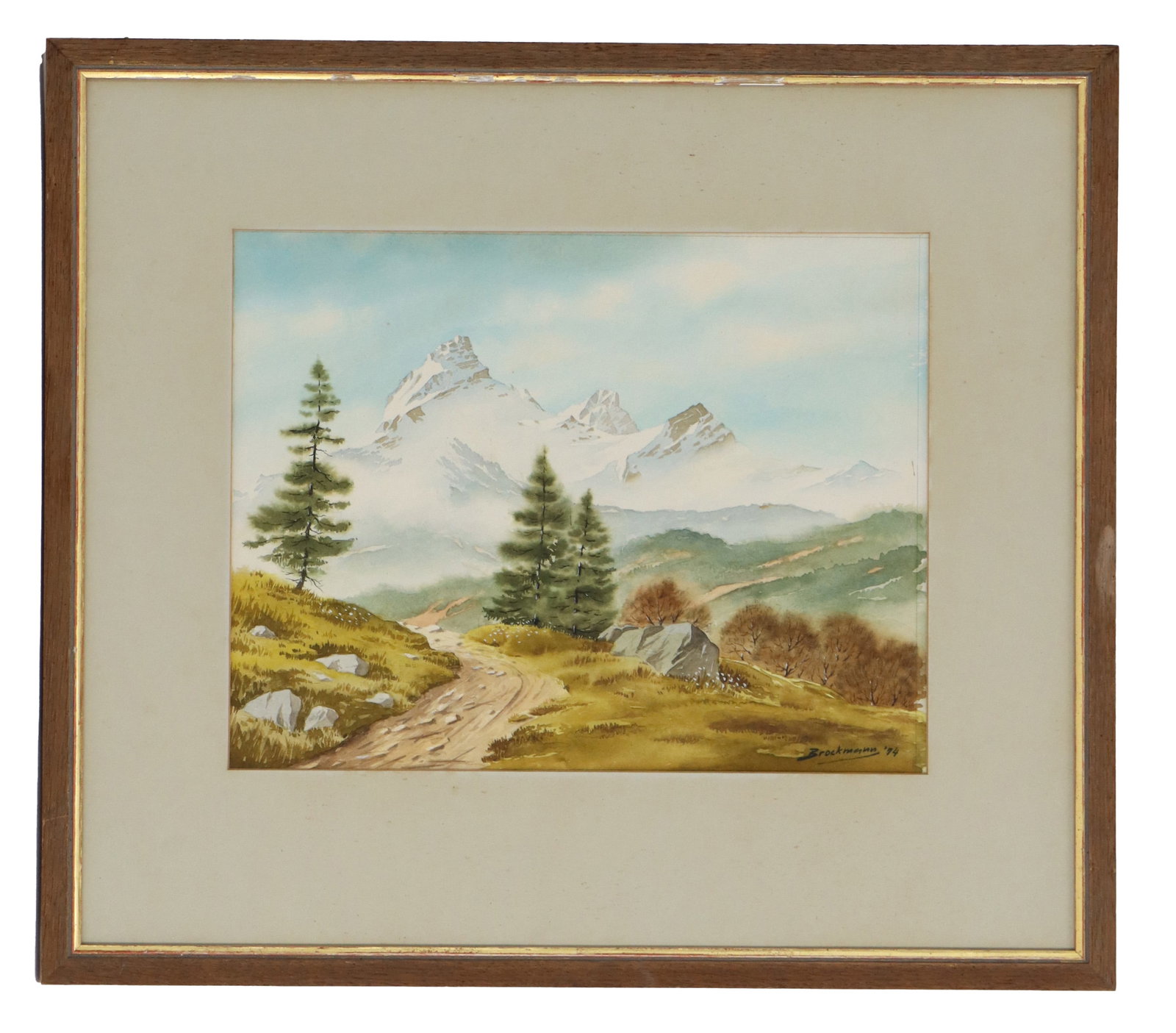 Vintage Signed Brokmann Watercolor Alpine Landscape (1 of 15)