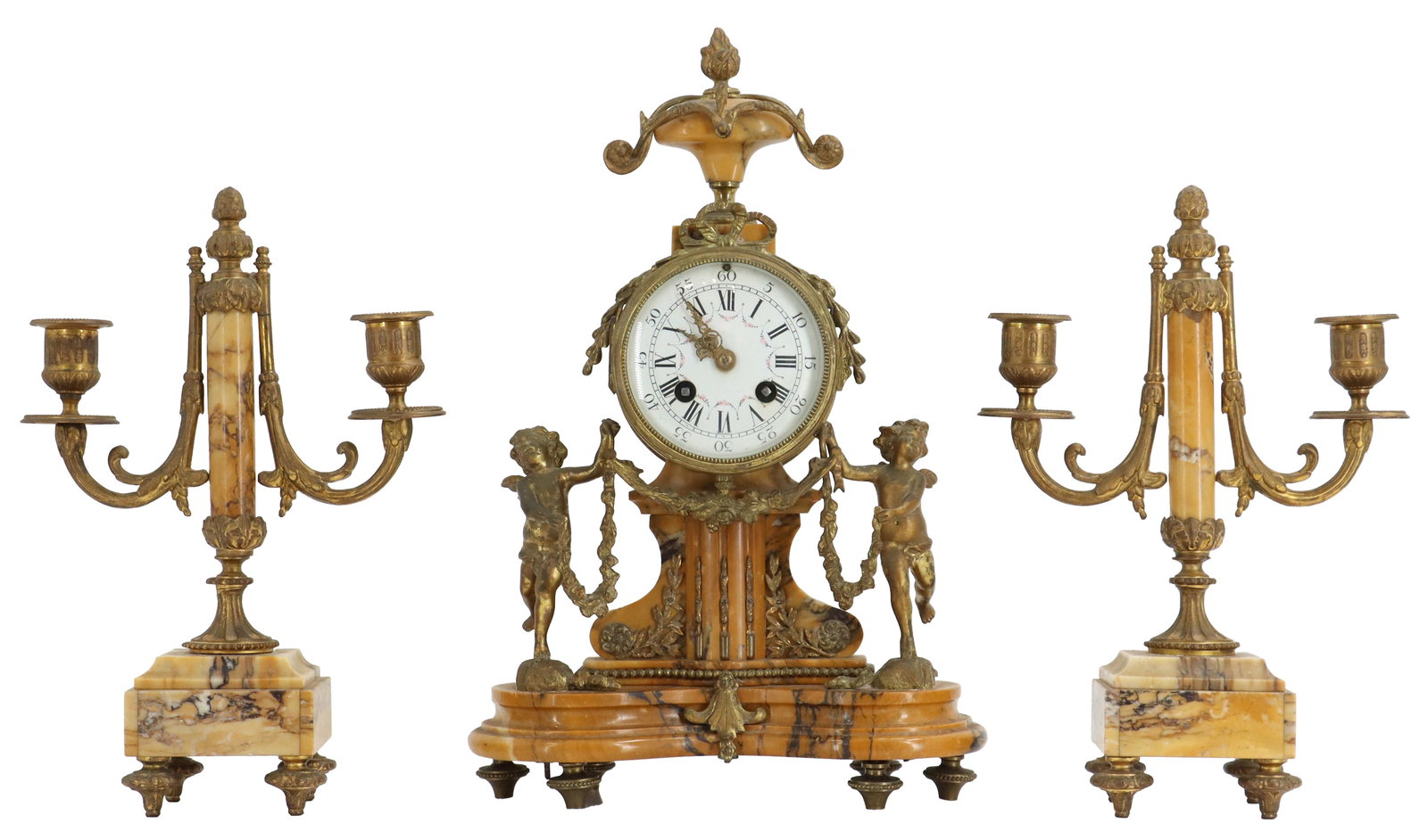 French Gilt Metal and Marble Garniture Clock Set (1 of 20)