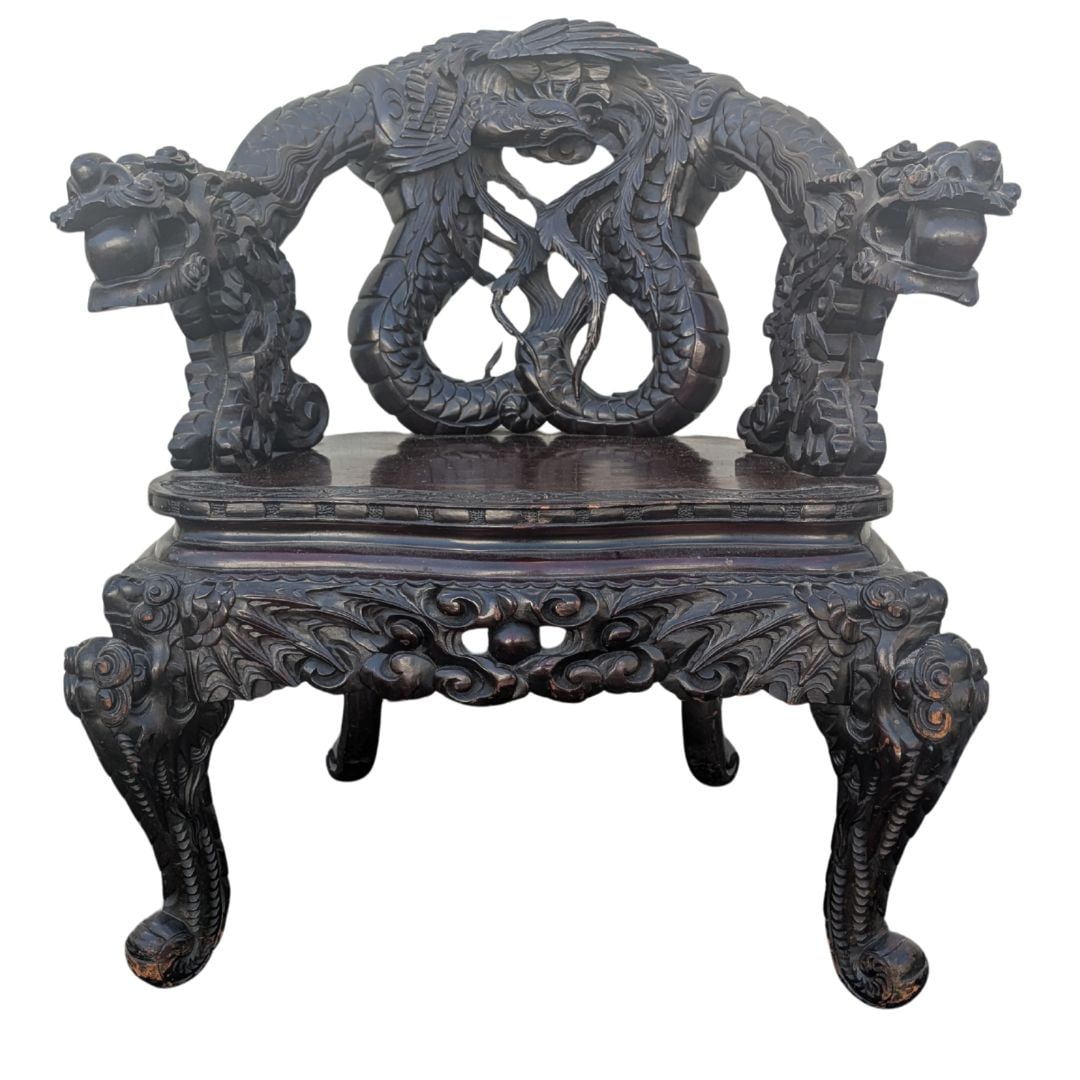 Qing Style Chinese Carved Dragon Throne Chair (1 of 12)