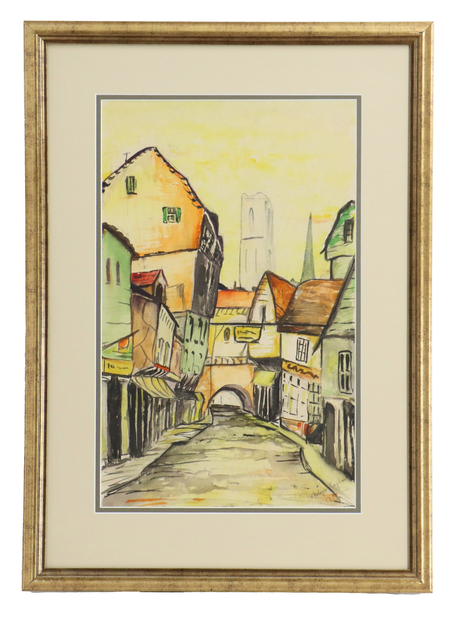 Philip Caplan (20th Century) Watercolor on Paper Street Scene (1 of 7)