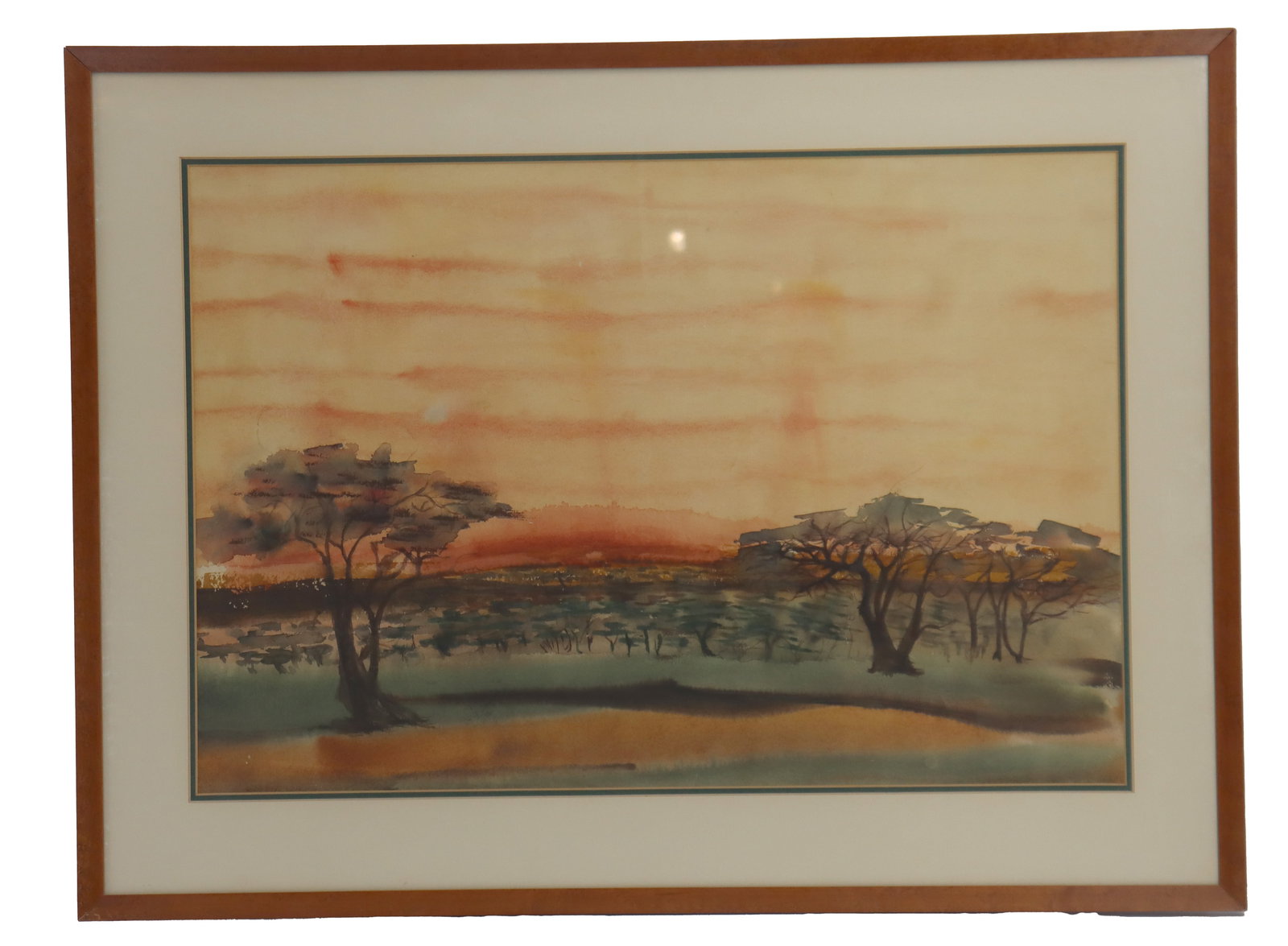 Watercolor Landscape with Orange Sky (1 of 13)