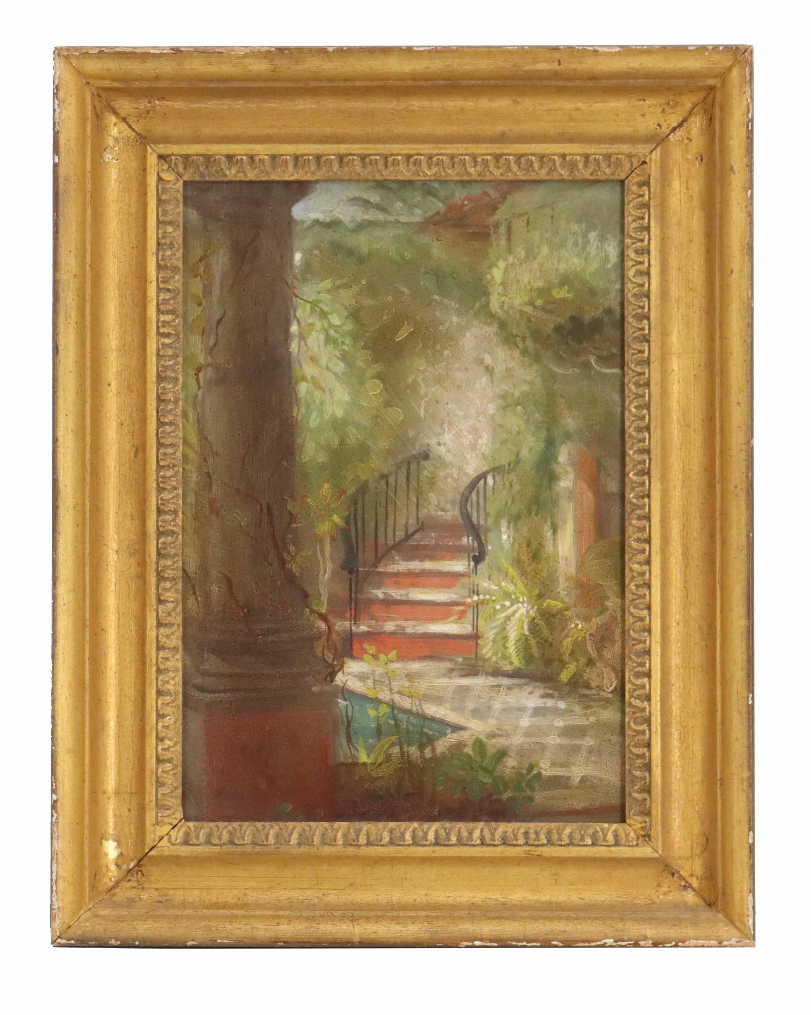 Peter Layne Arguimbau (Born 1951) American, Oil on Canvas Impressionist Interior Scene "Stairway" (1 of 9)