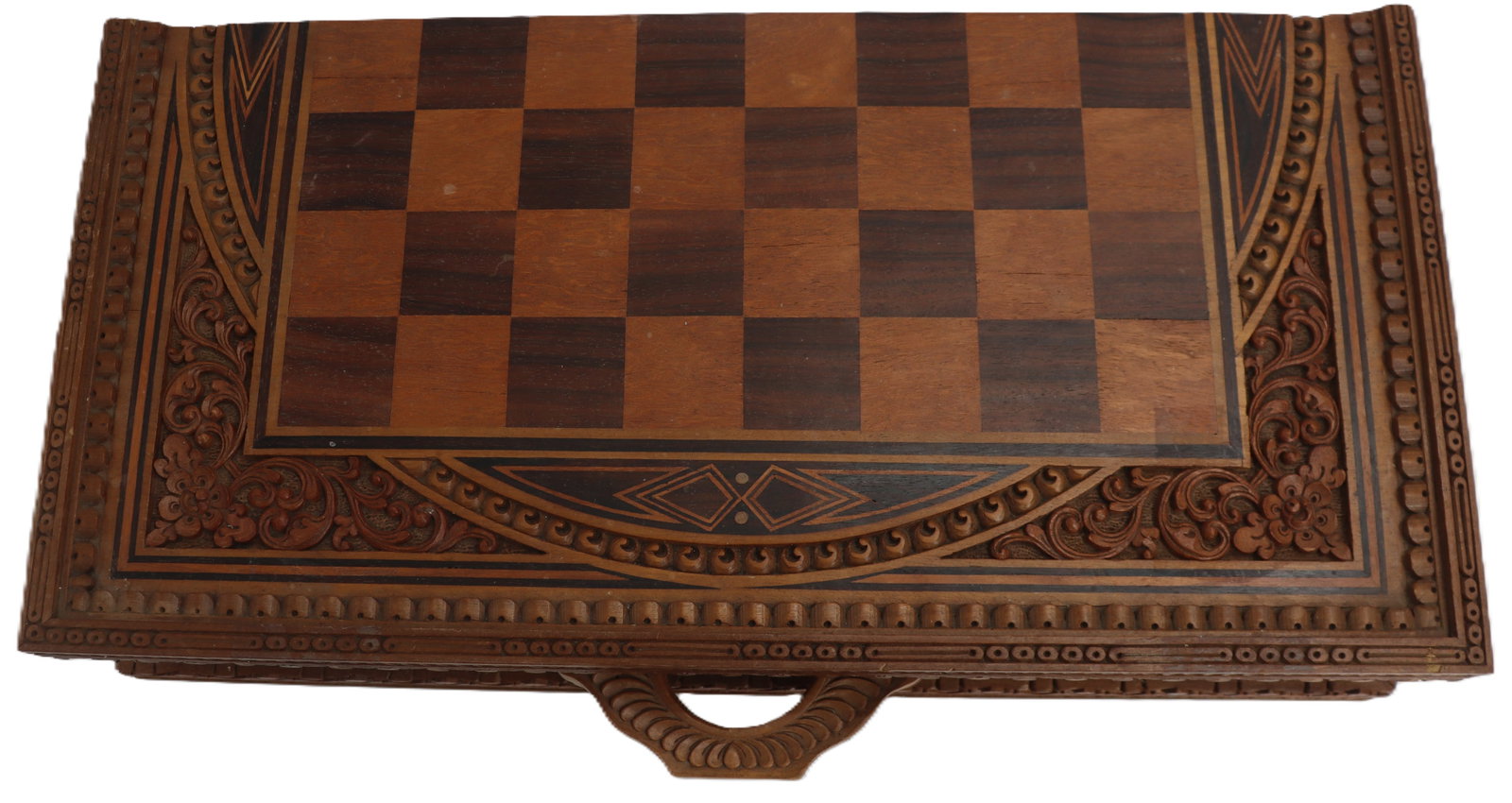Balinese Hand Carved Wooden Chess and Backgammon Set With Playing Pieces (1 of 20)