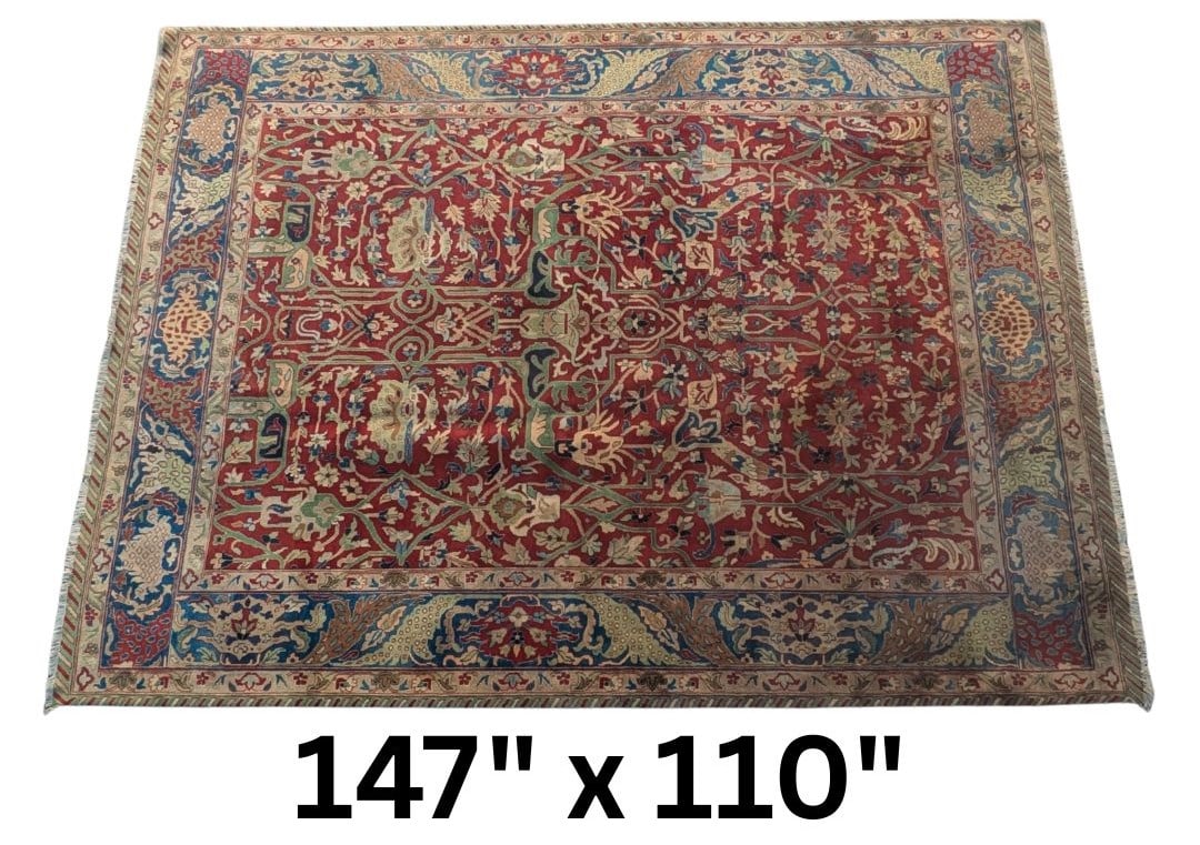 Excellent Antique Persian Sarouk Mohajeran Garden of Paradise Wool Carpet: Excellent Antique Persian Sarouk Mohajeran Garden of Paradise Wool Carpet. Excellent borders and incredible floral pattern throughout, with a tree of life at one end rising up into a sky filled with b