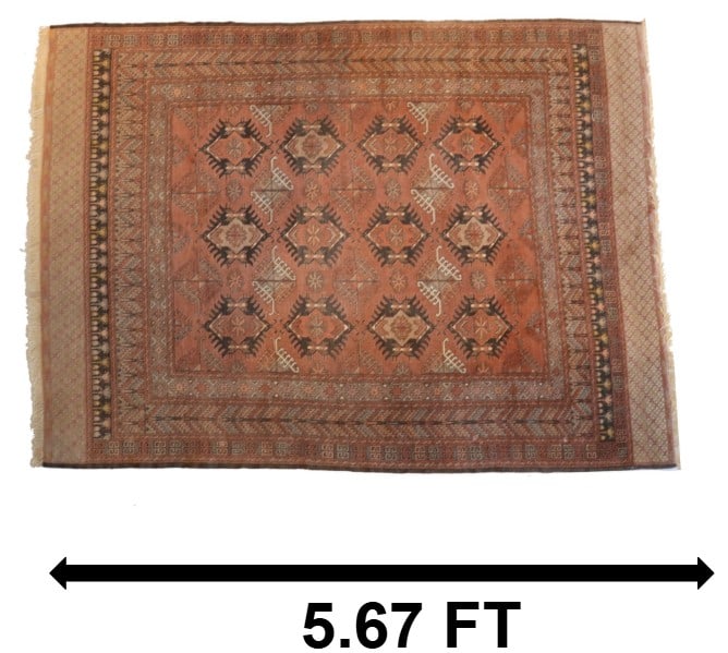 Antique Persian Baluch Wool Rug: Antique Persian Baluch Wool Rug. Stunning geometric patterns throughout in a glorious orange hue, with black and cream tones in the short edge borders and the twelve small repeating central features.&