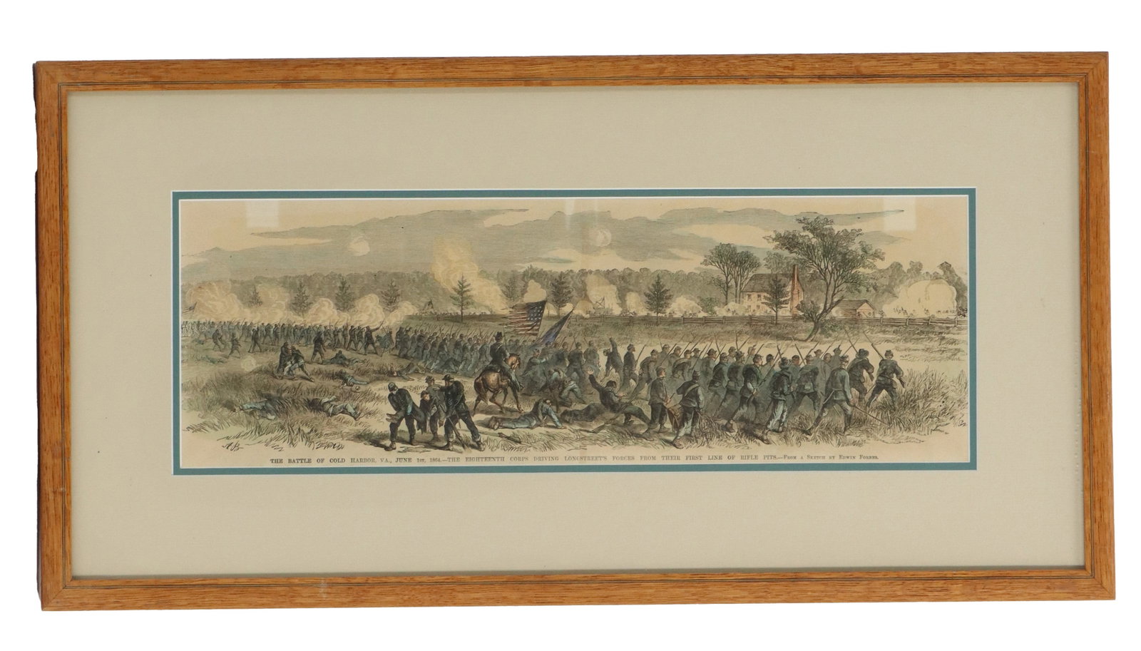 Edwin Forbes (1839-1895) American, Hand Colored Engraving Print "Battle of Cold Harbor, VA" (1 of 16)