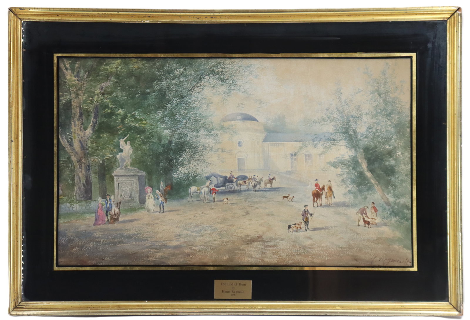 Henri Regnault (1843-1871) French, Watercolor on Paper Genre Landscape "The End of the Hunt" (1 of 10)