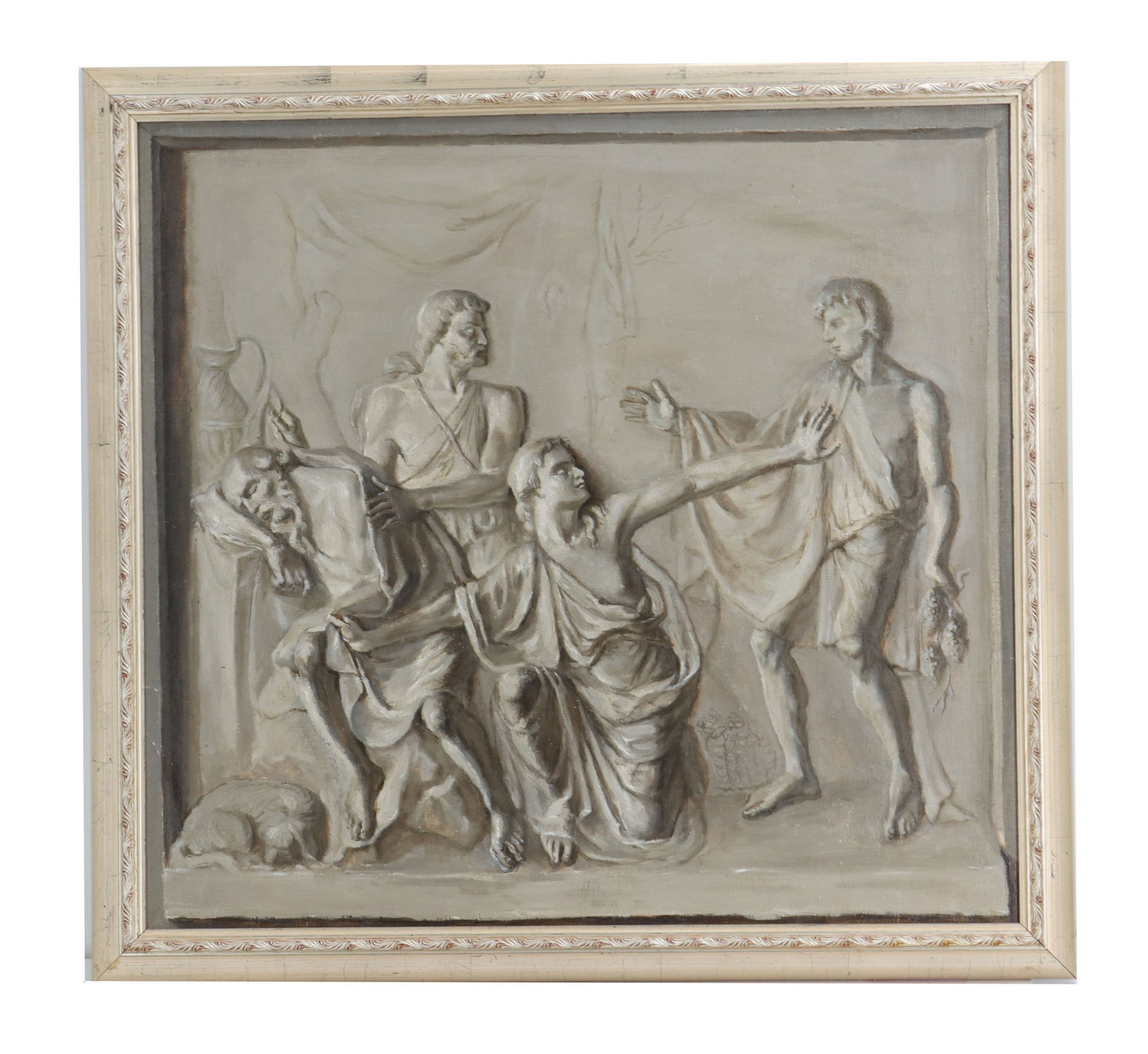 Oil on Canvas Monochromatic Neoclassical Trompe-L'oeil (1 of 8)