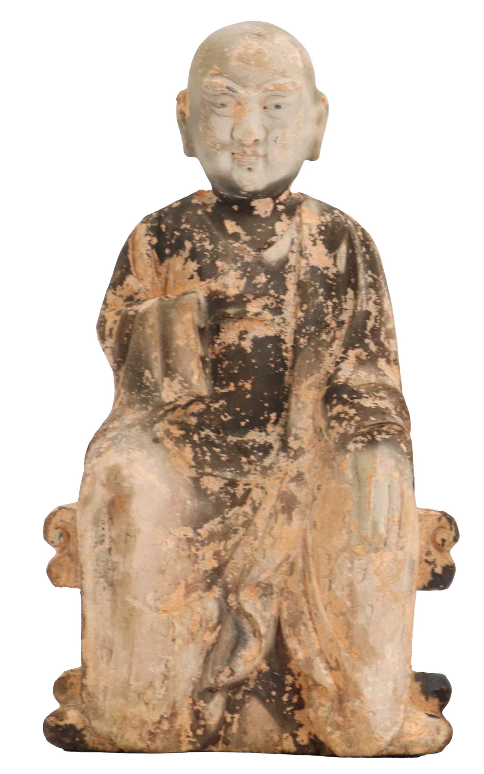 Antique Chinese Carved Wood Monk Statue with Jian Ding Export Seal (1 of 16)