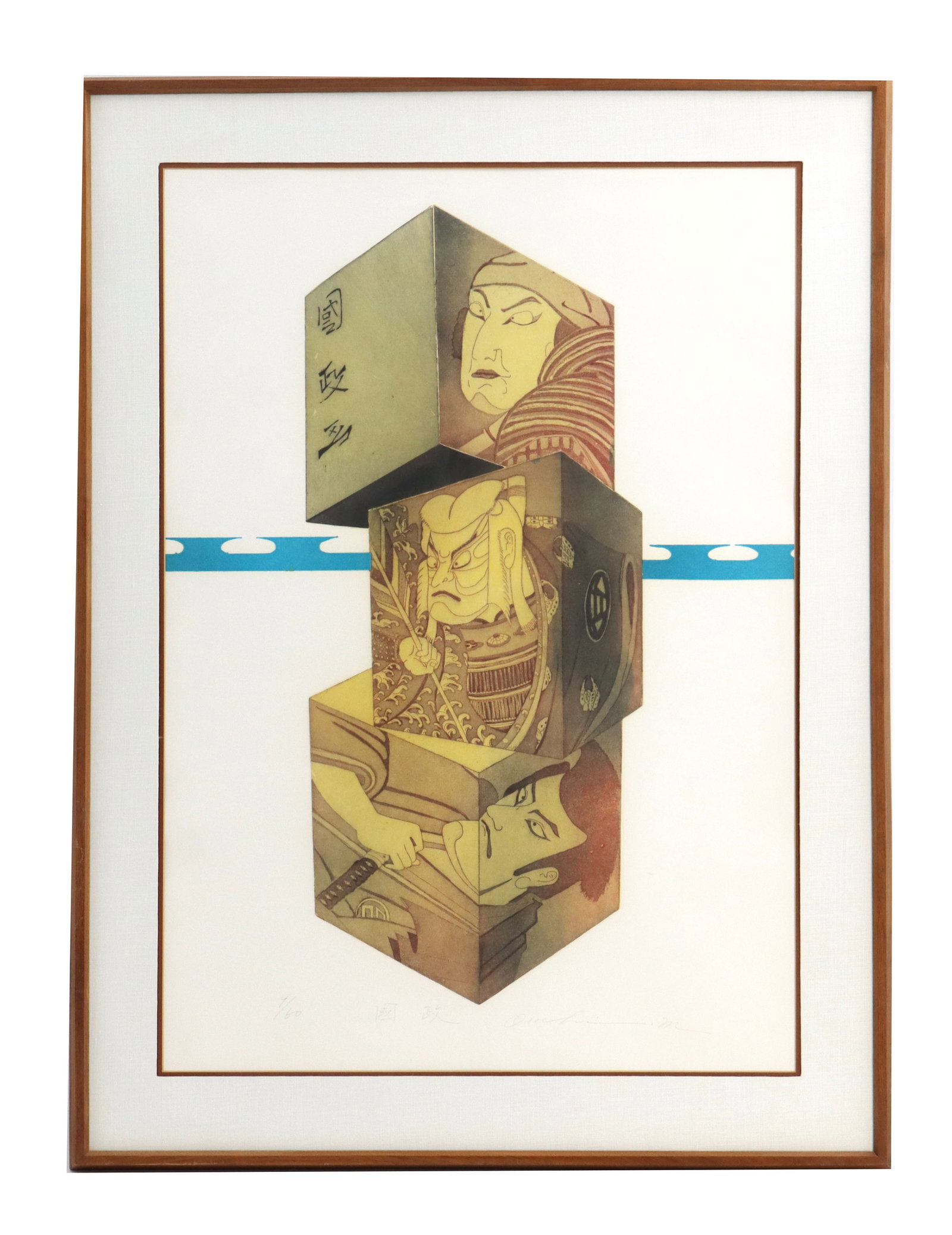 Makoto Ouchi (1926-1989) Japanese, Abstract Kabuki Actors Limited Etching (1 of 13)