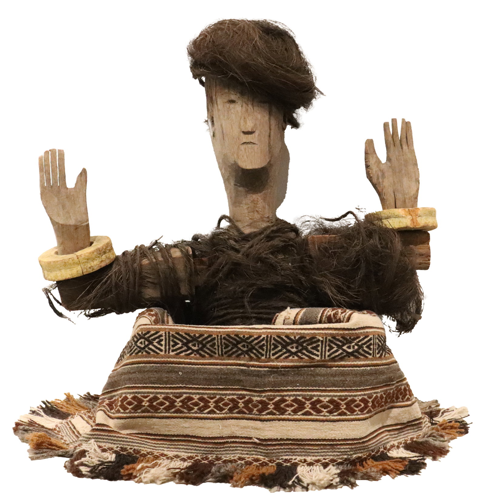 Papua New Guinea Handcrafted Folk Art Sculpture with Fiber Clothes (1 of 14)