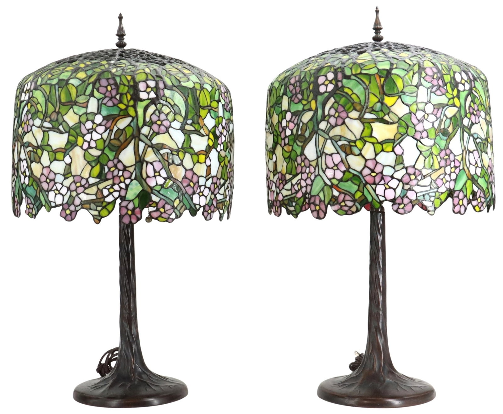 (2) Vintage Tiffany-Style Stained Glass Table Lamps (1 of 17)