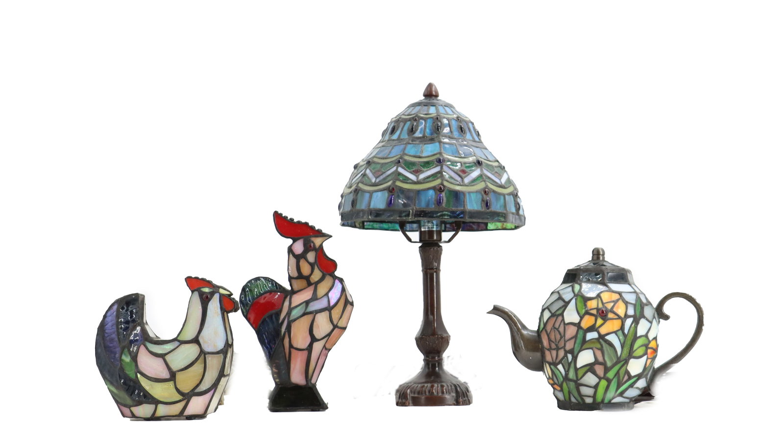 (4) Tiffany Style Stained Glass Decorative Lamps (1 of 19)