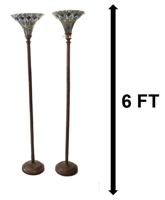 (2) Tall Tiffany Style Torchier Floor Lamps (1 of 20)