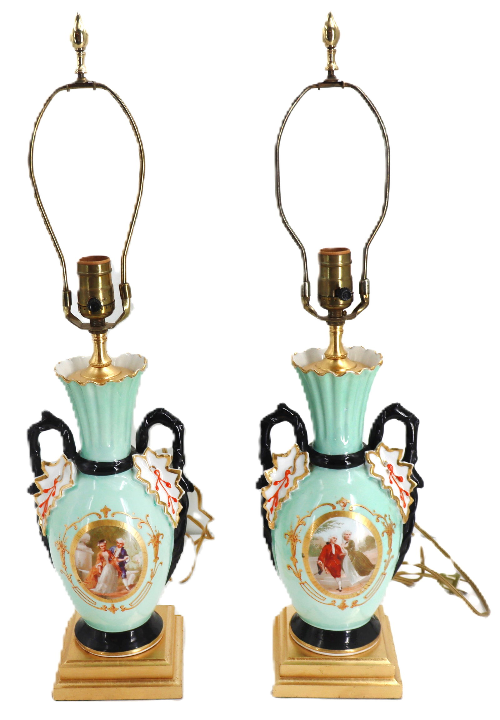 (2) Antique French Porcelain Electrified Table Lamps (1 of 20)