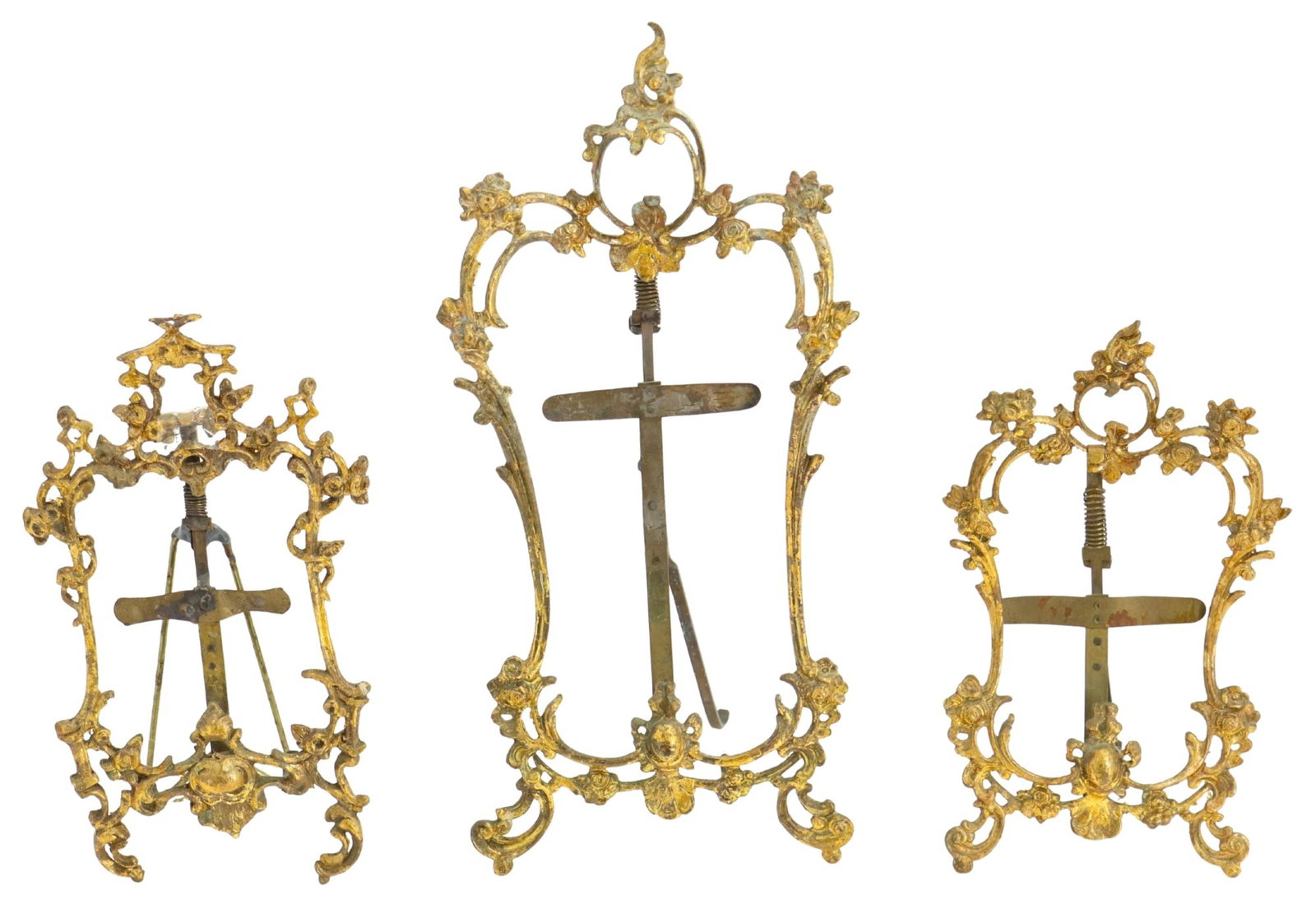 (3) Vintage Belle Epoque Style Ornate Cast Brass Table Easels (1 of 13)