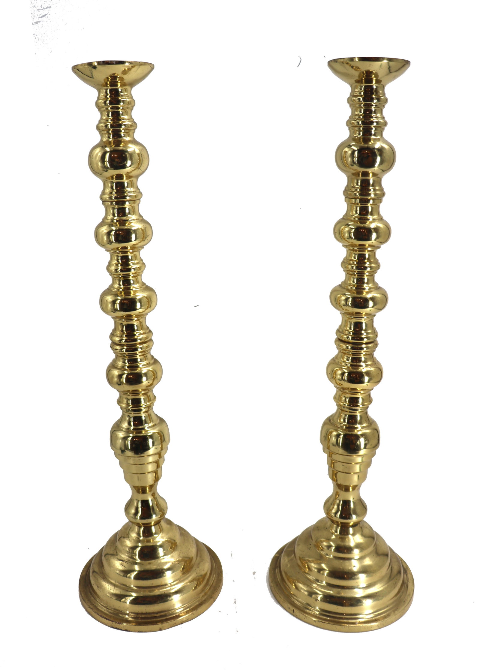 (2) Tall Hollywood Regency Style Brass Candlesticks (1 of 18)