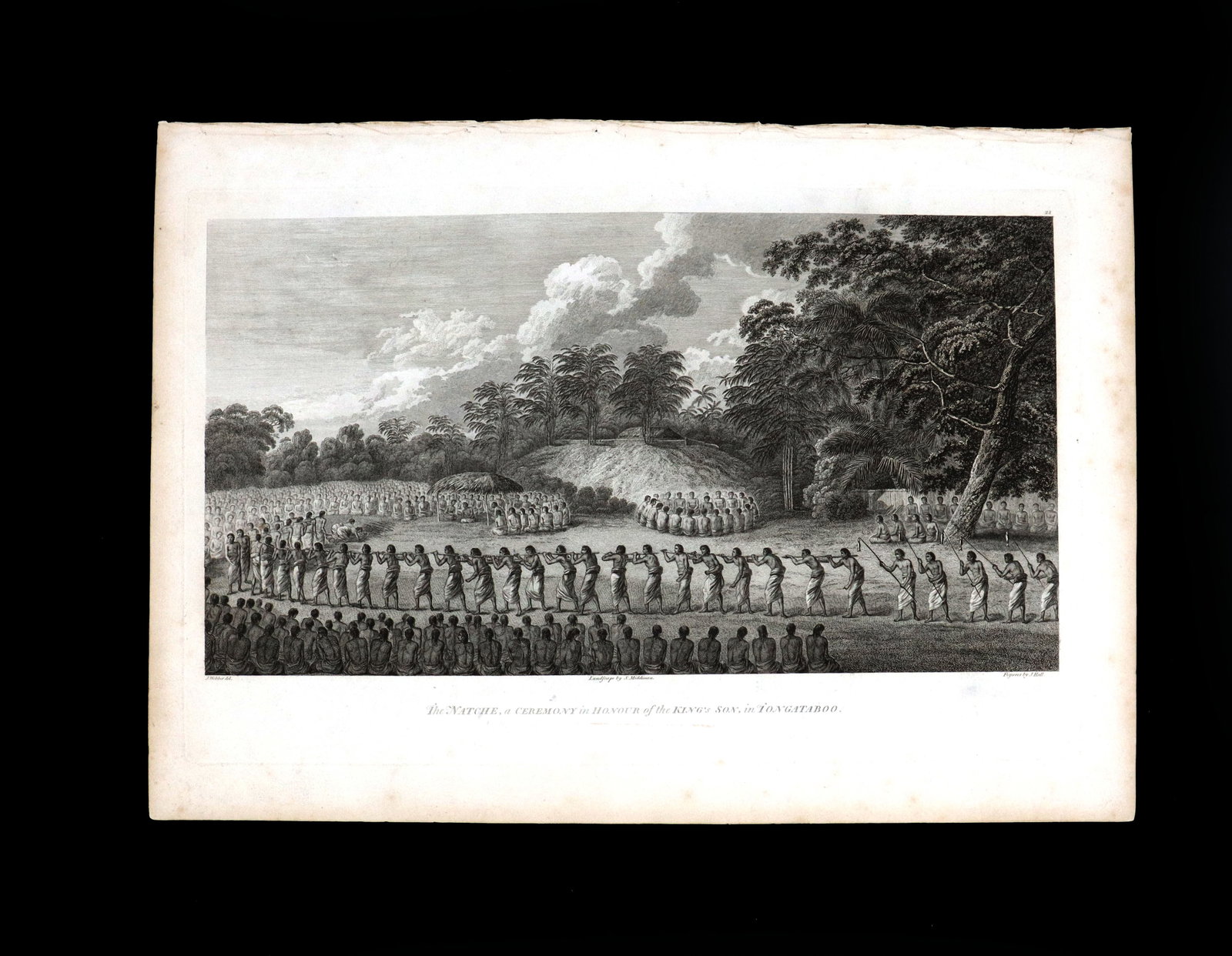 John Webber (1751-1793) English, Engraving Print "The Natche, a Ceremony in Honour of the King's: John Webber (1751-1793) English, Photocopy Print "The Natche, a Ceremony in Honour of the King's Son, in Tongataboo". 18th-century engraving depicts the Natche