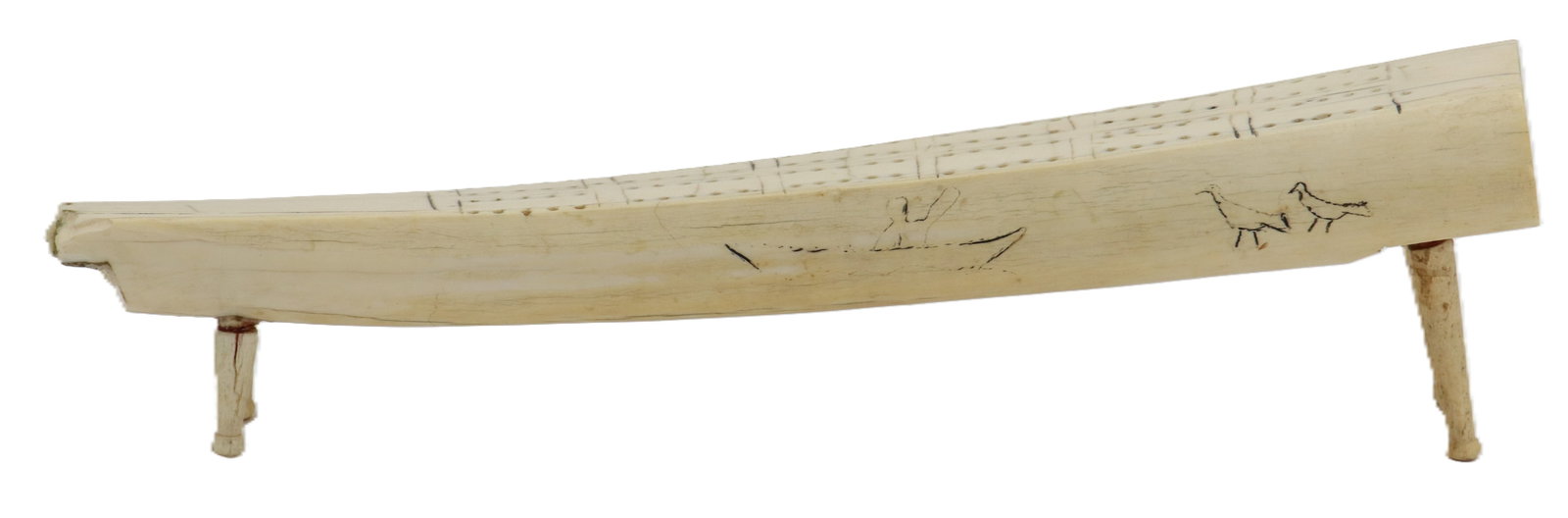 Antique Scrimshaw Walrus Tusk Cribbage Board (1 of 14)
