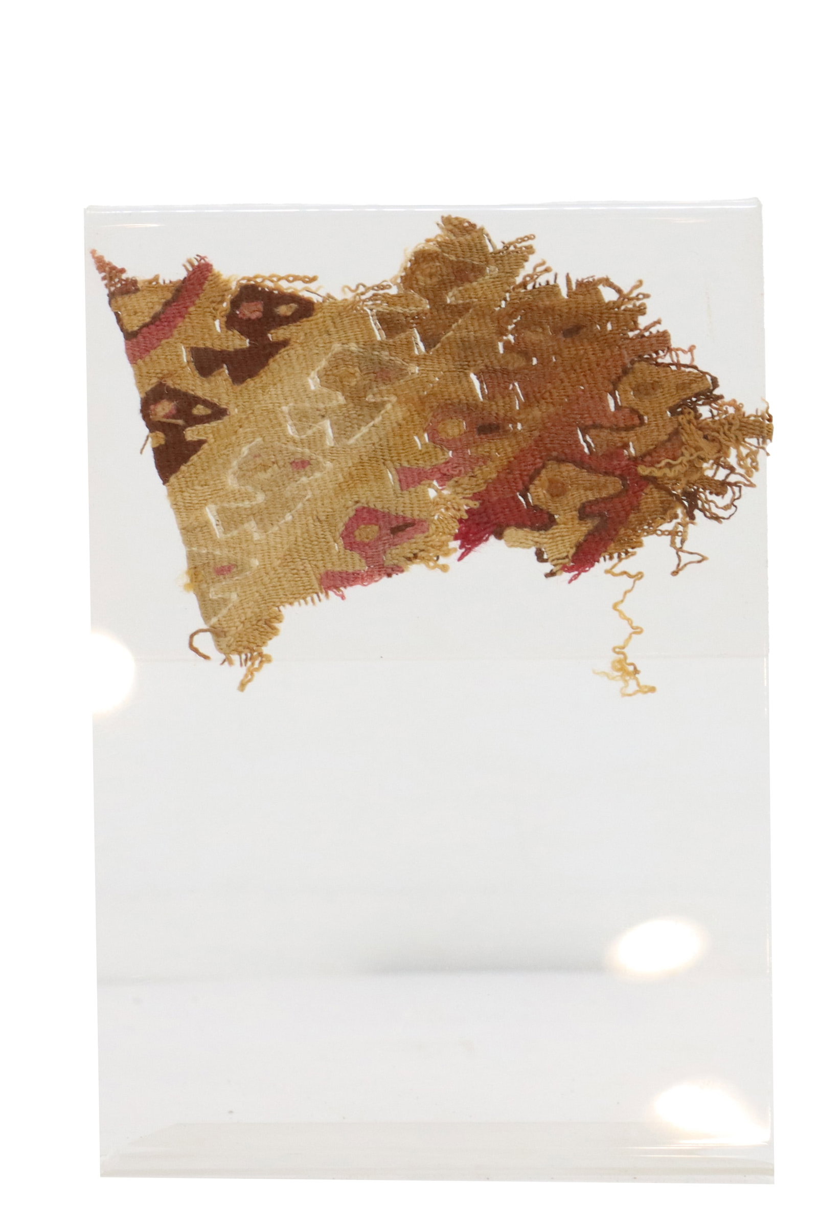 Pre-Columbian Peruvian Burial Cloth Held in Plastic Display Stand (1 of 9)