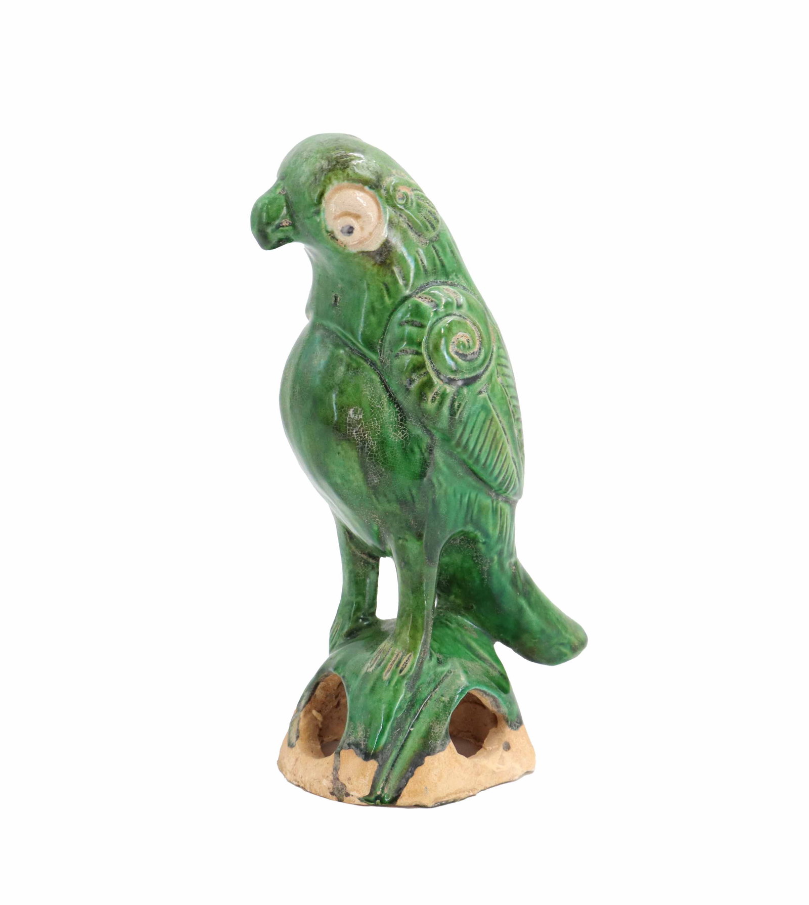 Chinese Terra Cotta Green Sancai Glazed Parrot Rooftile or Incense Burner (1 of 16)