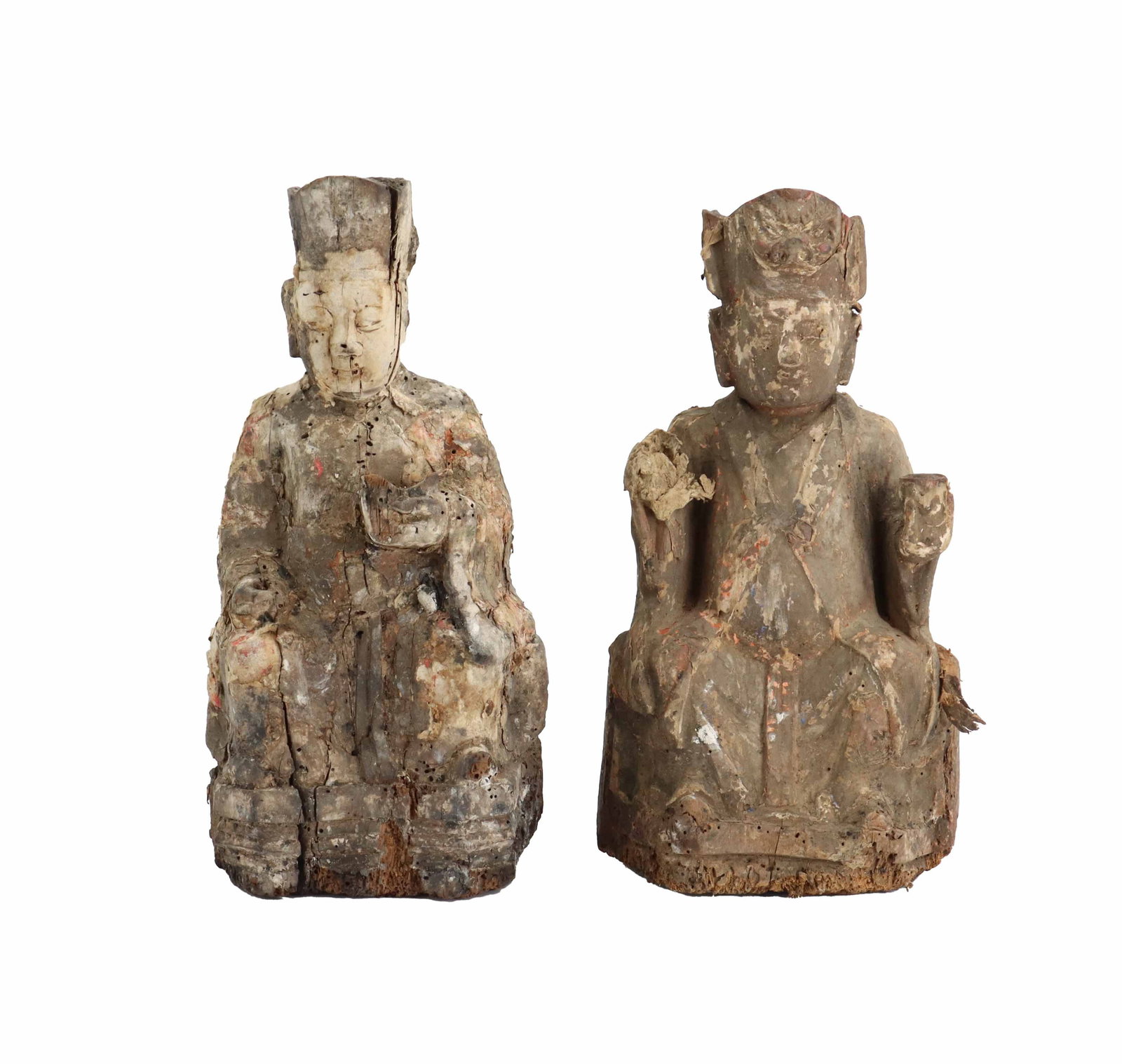 18th Century Chinese Carved Wood Emperor and Empress Figurines (1 of 20)