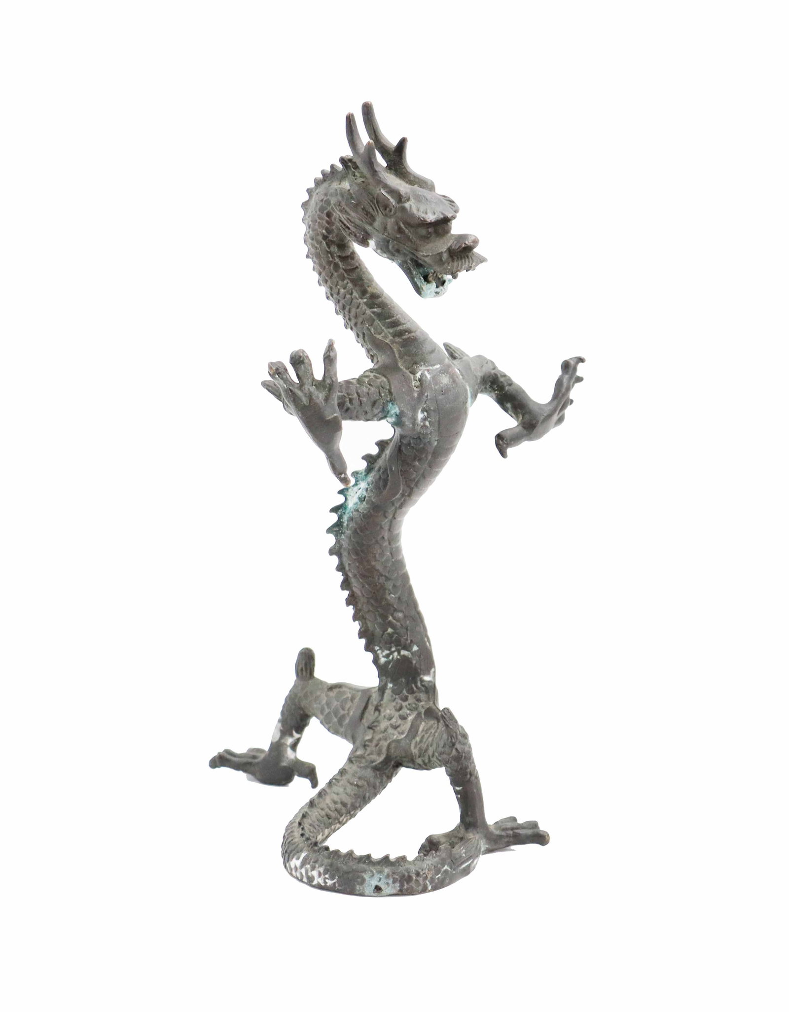 Vintage Asian Patinated Cast Bronze Standing Four-Clawed Dragon Statue - AS IS (1 of 17)