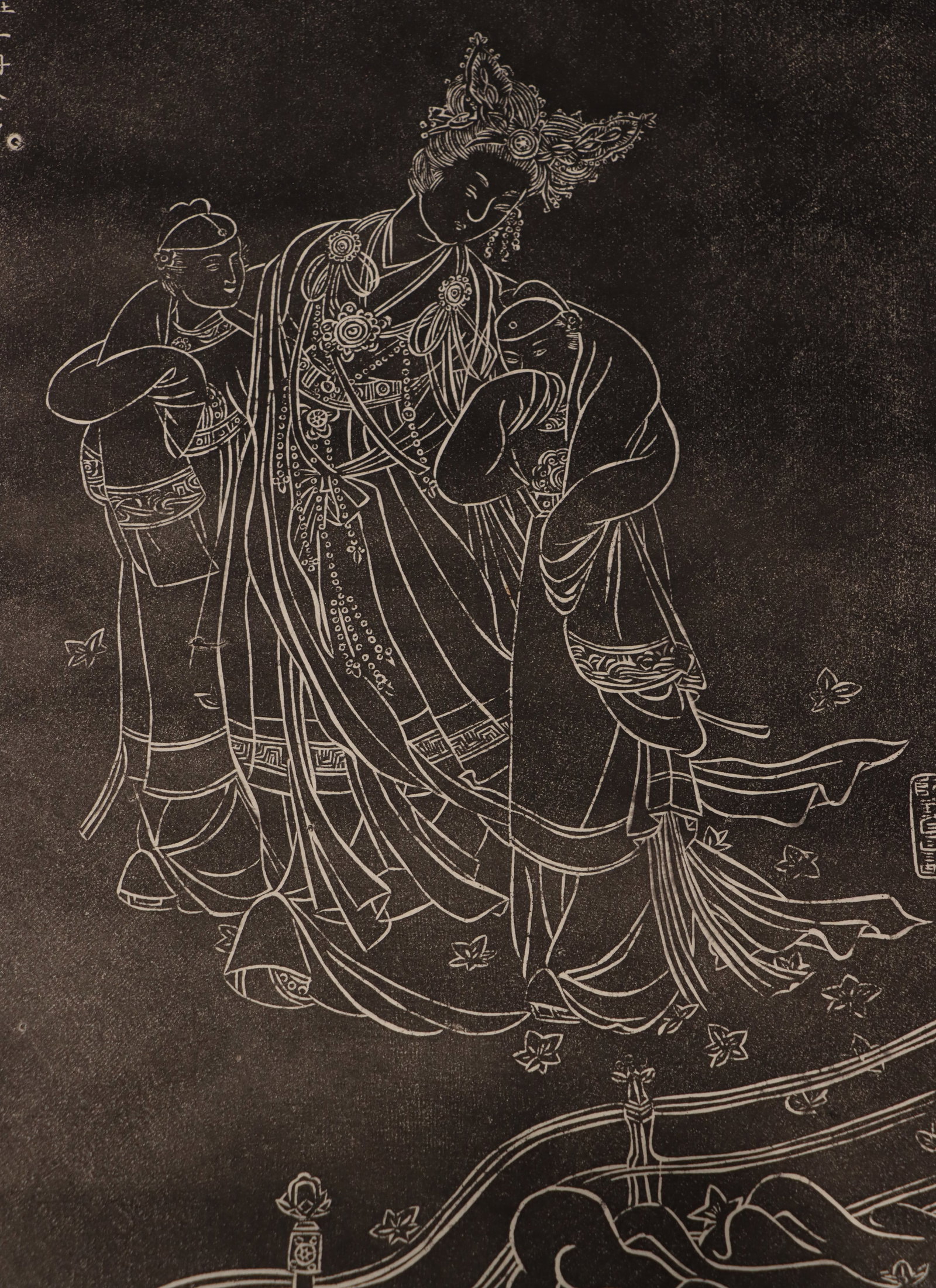 (2) Chinese Silk Scrolls with Print Inserts - 11