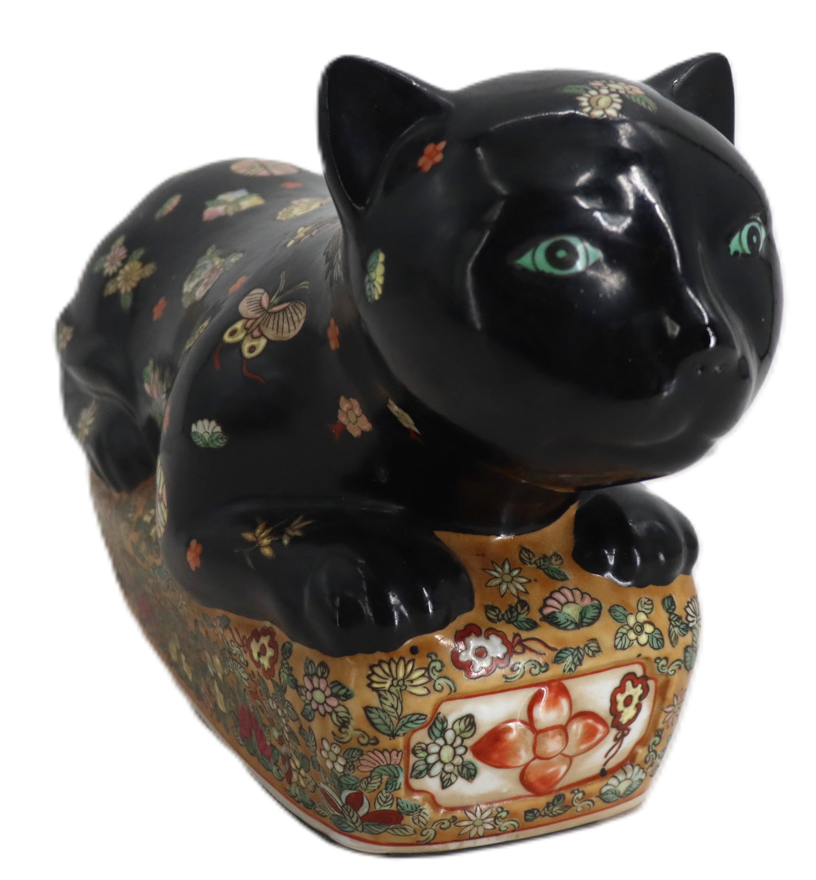 Maitland-Smith Handpainted Japanese Imari-Style Ceramic Cat Pillow Sculpture (1 of 20)