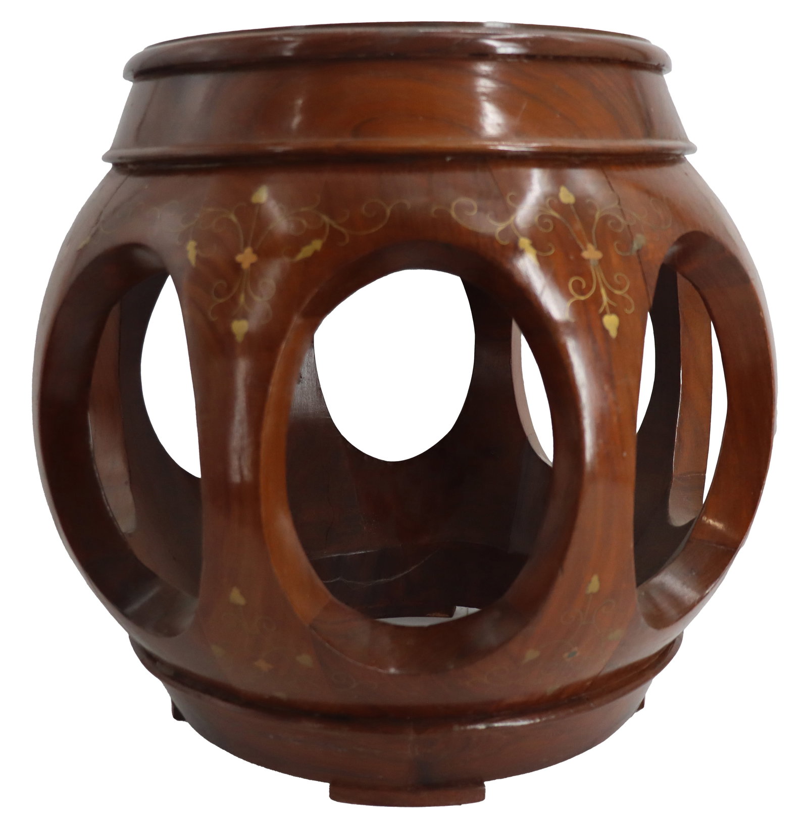 Vintage Pakistani Chinioti Hand Carved Round Drum Stool (1 of 15)