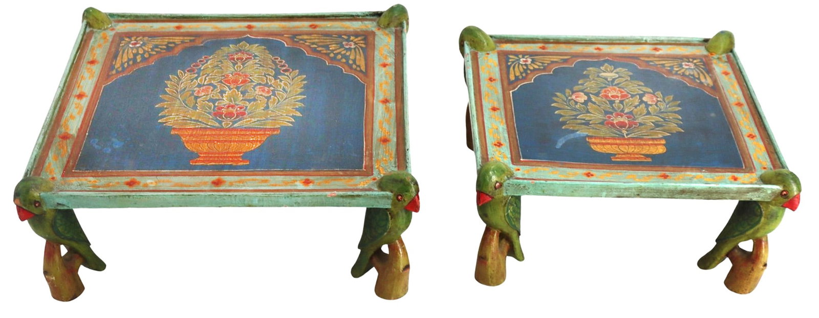 (2) Hand Carved and Painted Wooden Display Tables with Parrot Form Legs (1 of 13)
