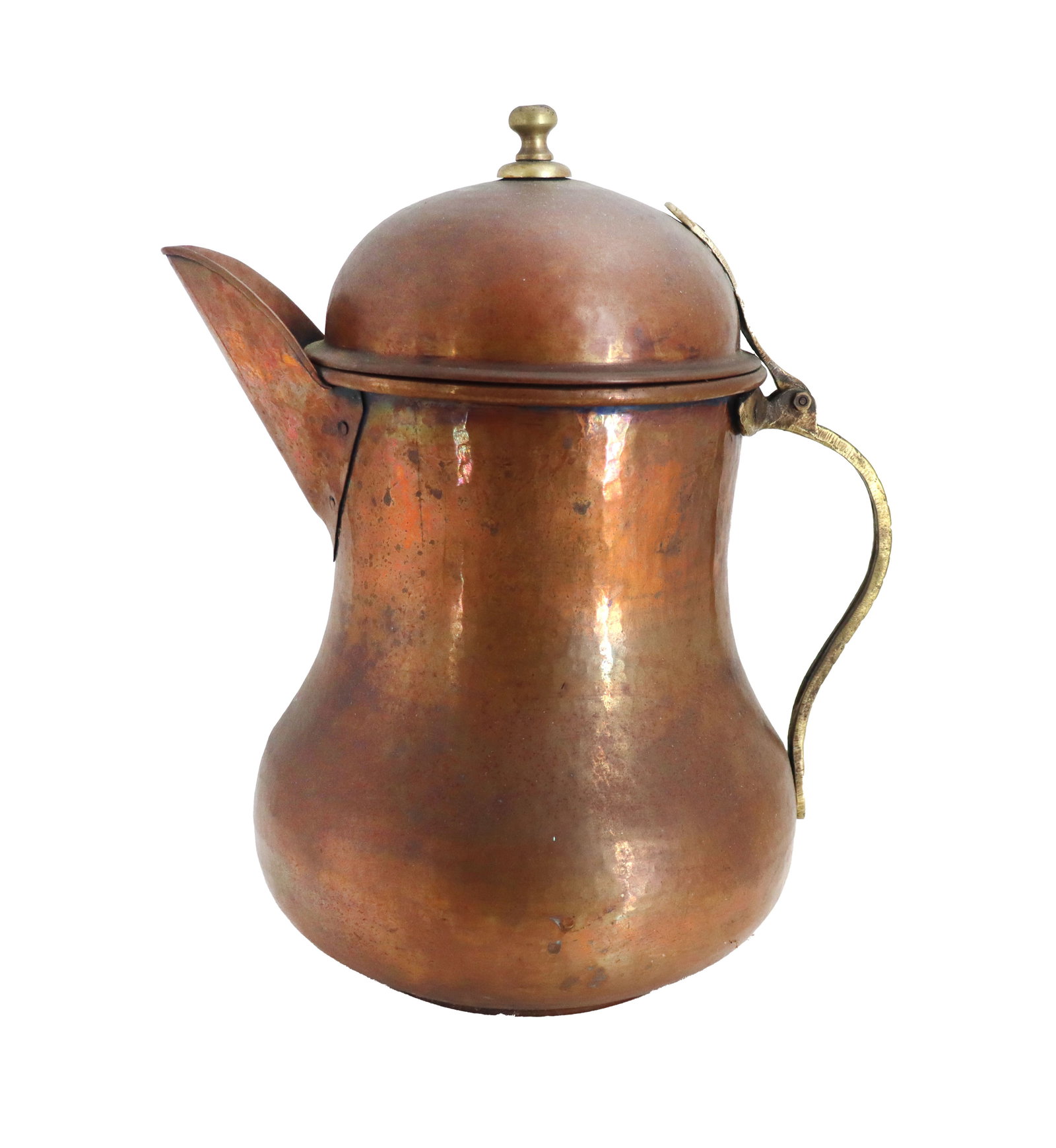 Turkish Brass Hinged Lid Copper Coffee Pot (1 of 13)