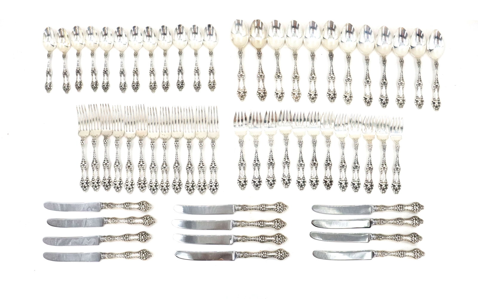(60) Gorham "Orange Blossom" Sterling Silver Flatware - 98.215 ozt. (1 of 17)