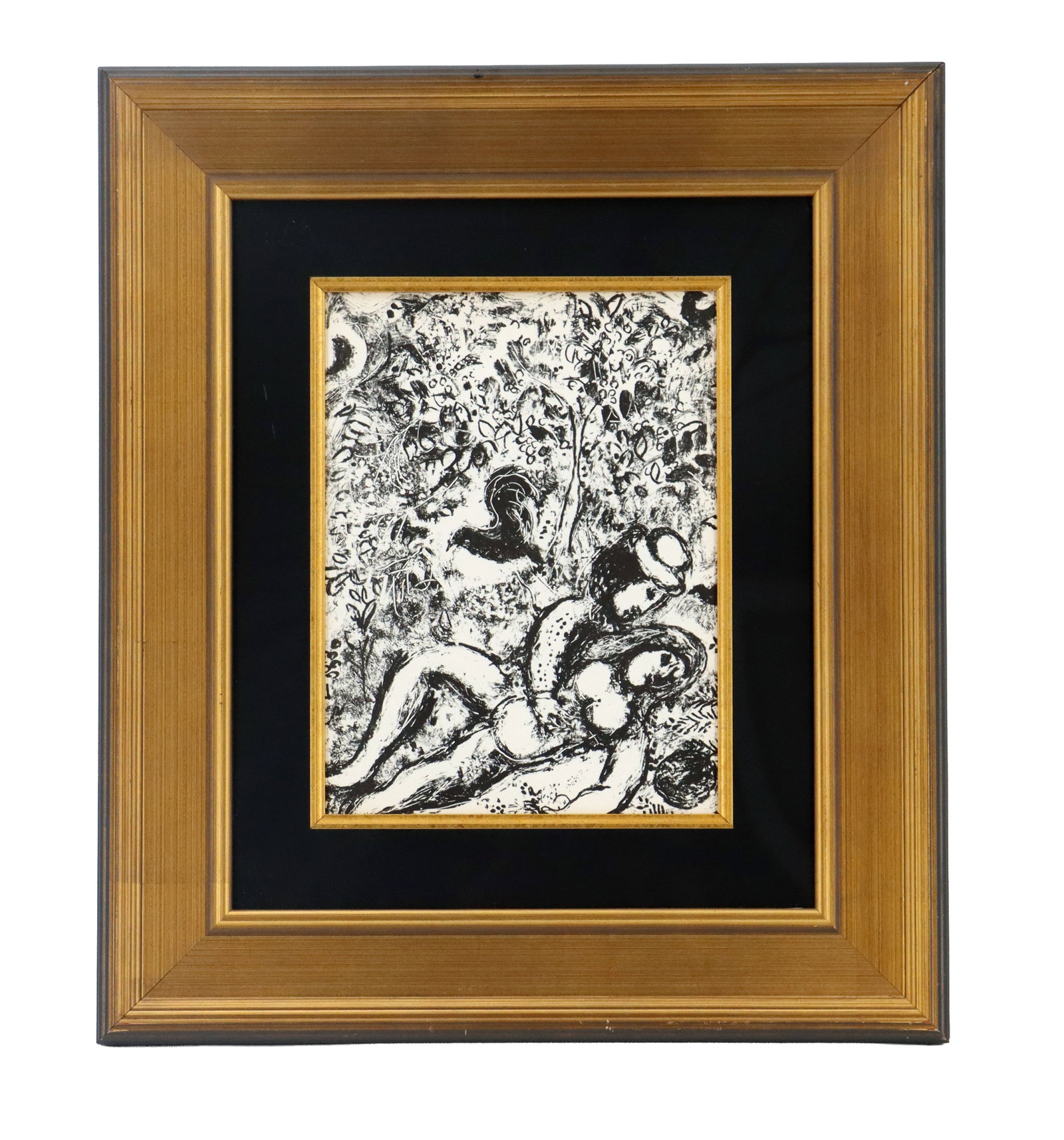 Marc Chagall (1887-1985) Russian/French, "Le Couple A L'Arbre" Original Lithograph: Marc Chagall (1887-1985) Russian/French, "Le Couple A L'Arbre" Original Lithograph. In black ink on Arches paper. First state, first printing, executed in the studio of Mourlot Freres Pa