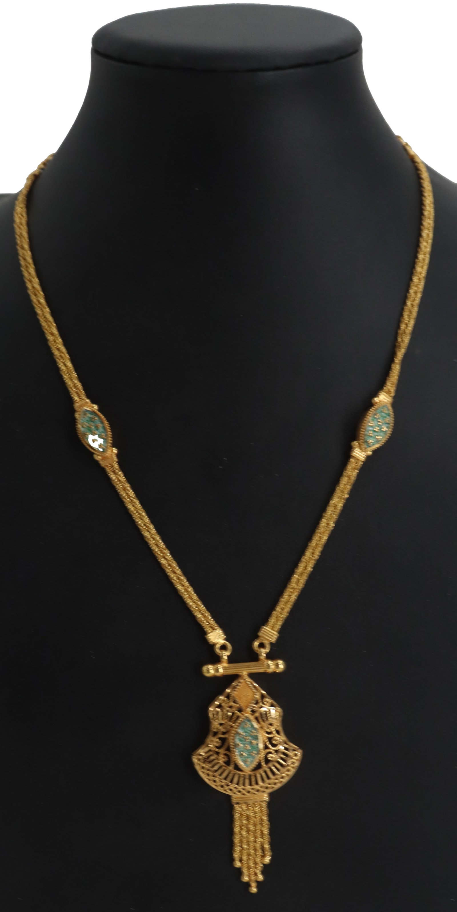 18k Gold and Enamel Pendant Necklace - Gross 24.5 g. (1 of 14)