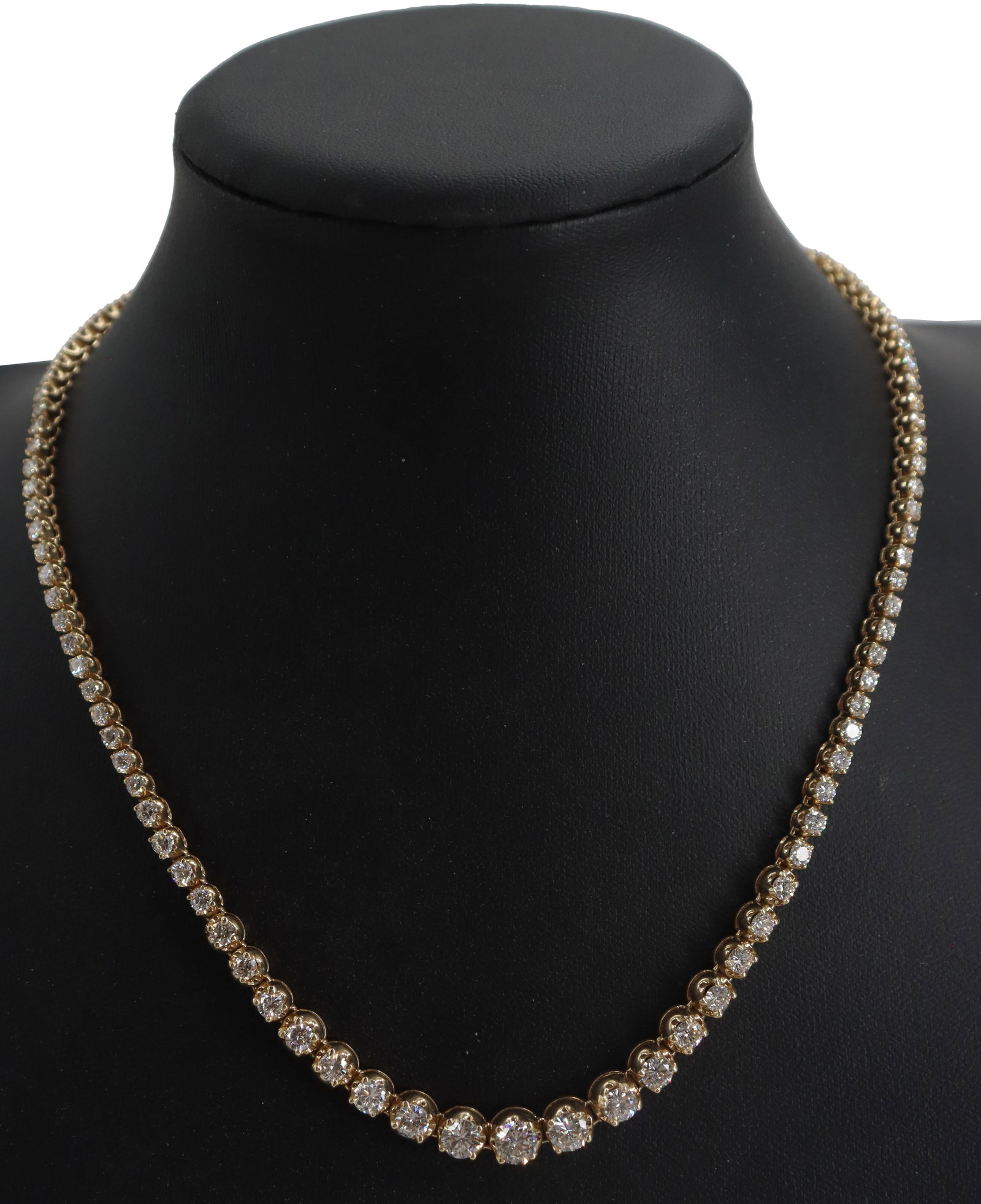 14k Gold and Diamond Tennis Necklace - Gross 23.7 g. (1 of 10)