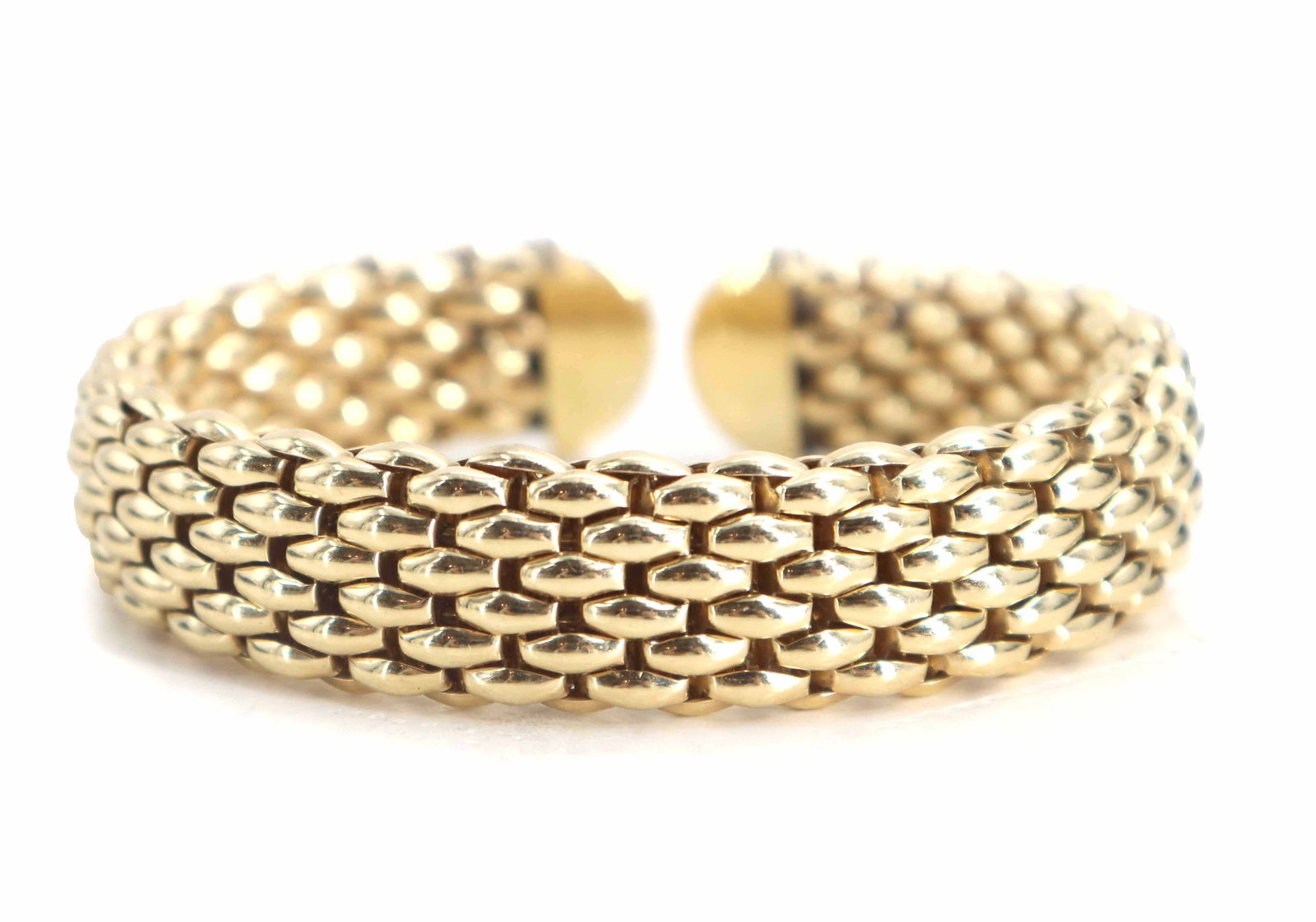 Italian FOPE 14k Gold and Diamond Novecento Mesh Flex'it Bracelet - Gross 47.1 g (1 of 11)