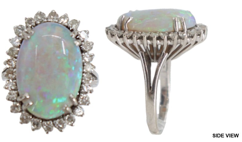 18k White Gold and Opal Ring - Gross 8.5 g. (1 of 10)