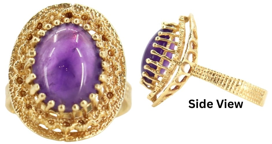 18k Yellow Gold and Cabochon Amethyst Ring - Gross 6.1 g. (1 of 14)