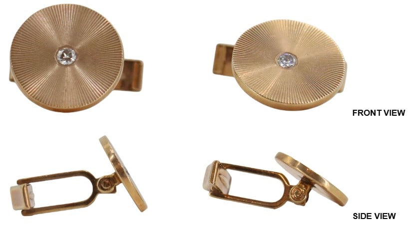 Pair of Vintage Tiffany & Co. 14k Yellow Gold Cufflinks With Diamonds - Gross 10.1 g.: Pair of Vintage Tiffany & Co. 14k Yellow Gold Cufflinks With Diamonds - Gross 10.1 g. Round Mid Century Modern burst pattern in gold with the diamond in center on the front. Stamped on the ba