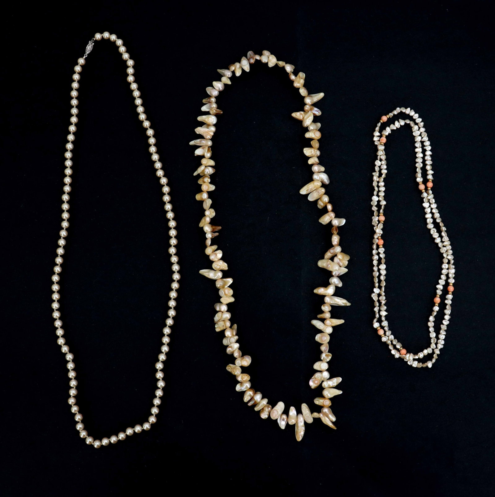(3) Pearl Necklaces of Various Sizes and Styles (1 of 10)