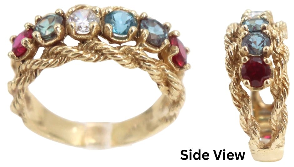 Marked 14k Gold And Multistone Ring - Gross 5.5 g. (1 of 11)