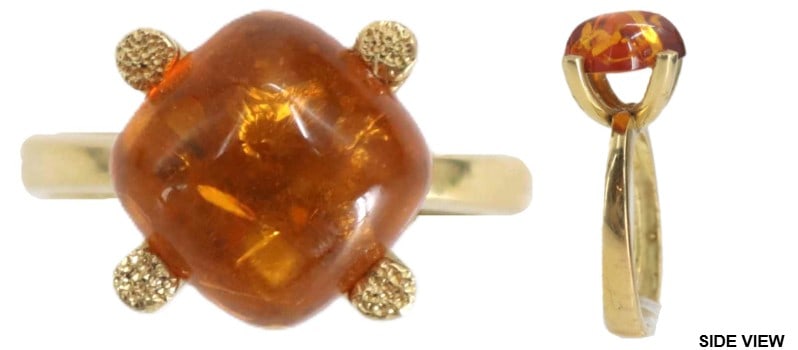18k Gold and Amber Ring - Gross 5.5 g. (1 of 11)