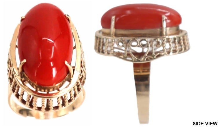 14k Gold and Coral Ring - Gross 8.9 g (1 of 11)
