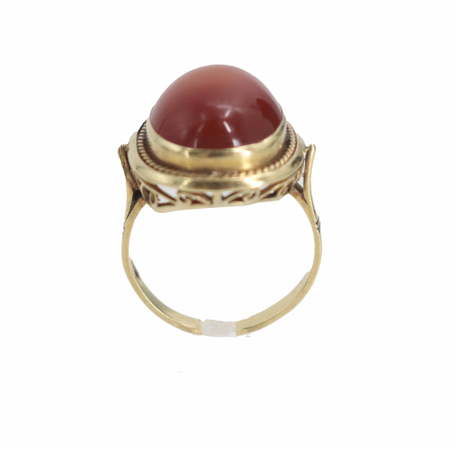 18k Gold and Orange Hardstone Ring - Gross 6.7 g (1 of 10)