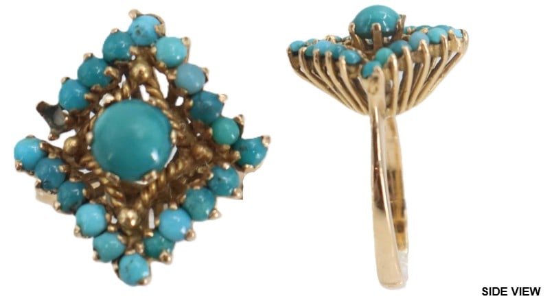 18k Gold and Turquoise Ring - Gross 5.8 g. (1 of 12)