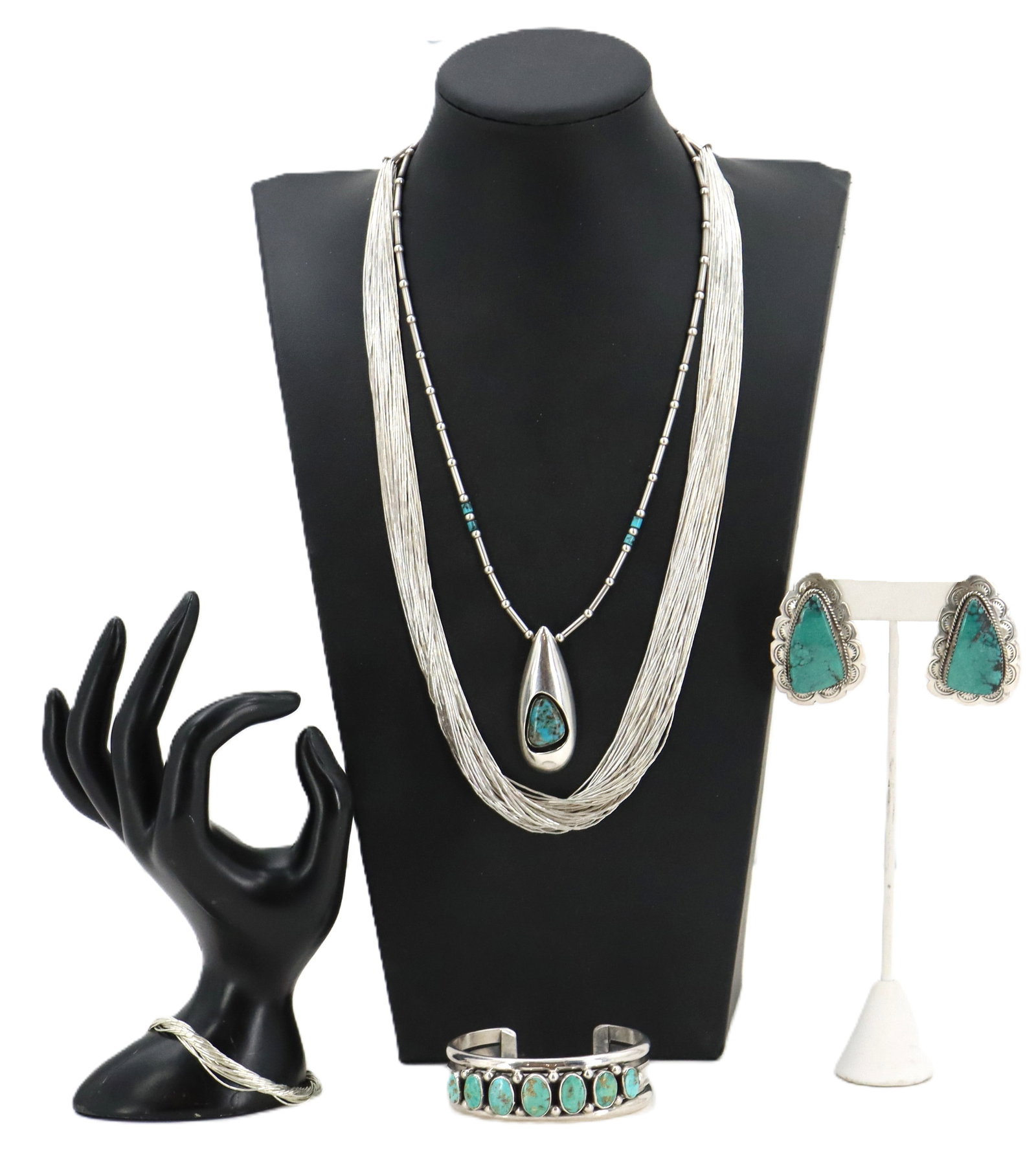 Sterling Silver and Turquoise Jewelry Collection - Gross 5.4 ozt. (1 of 20)