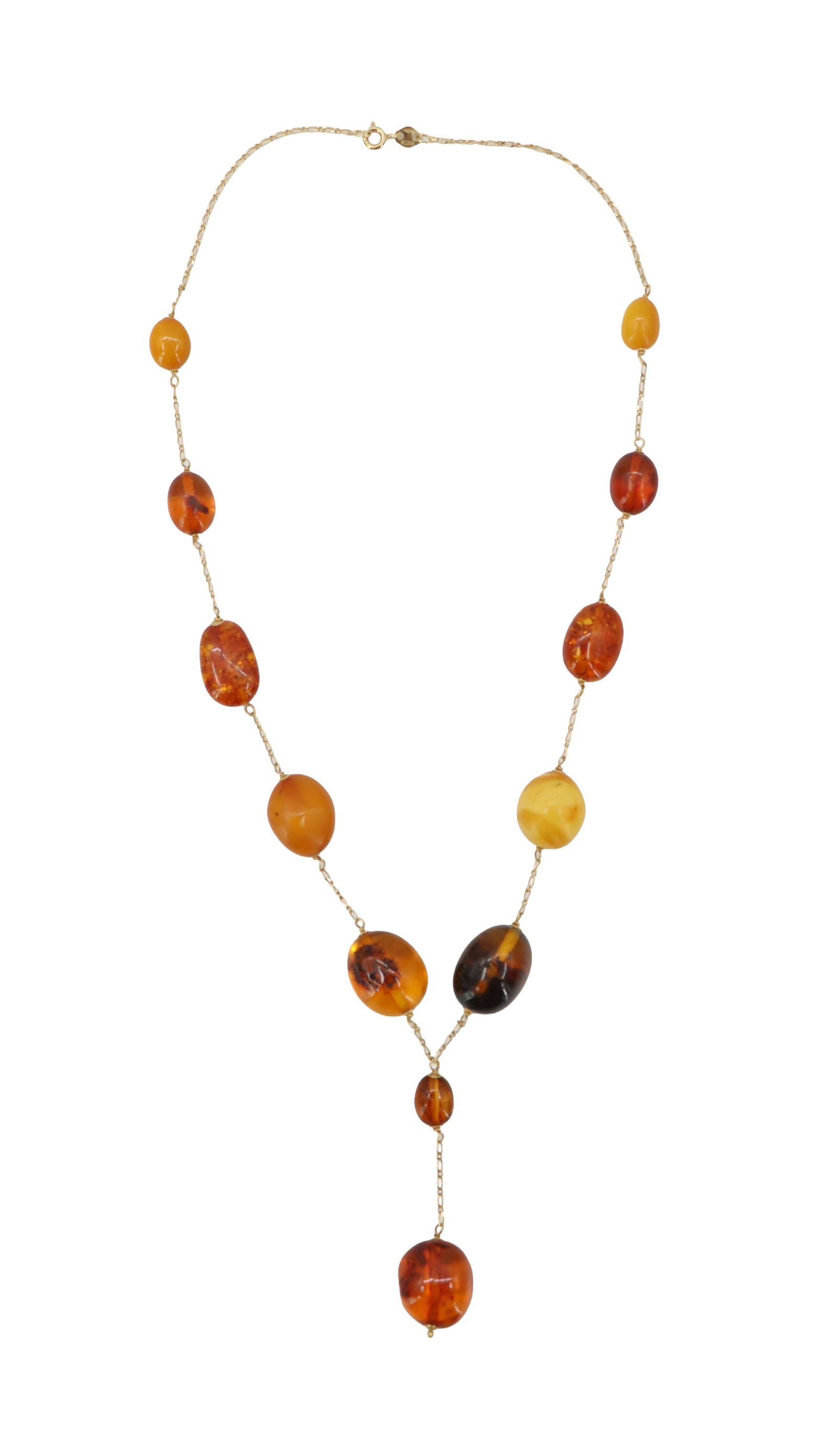 Marked 750 Yellow Gold Amber Necklace (1 of 9)
