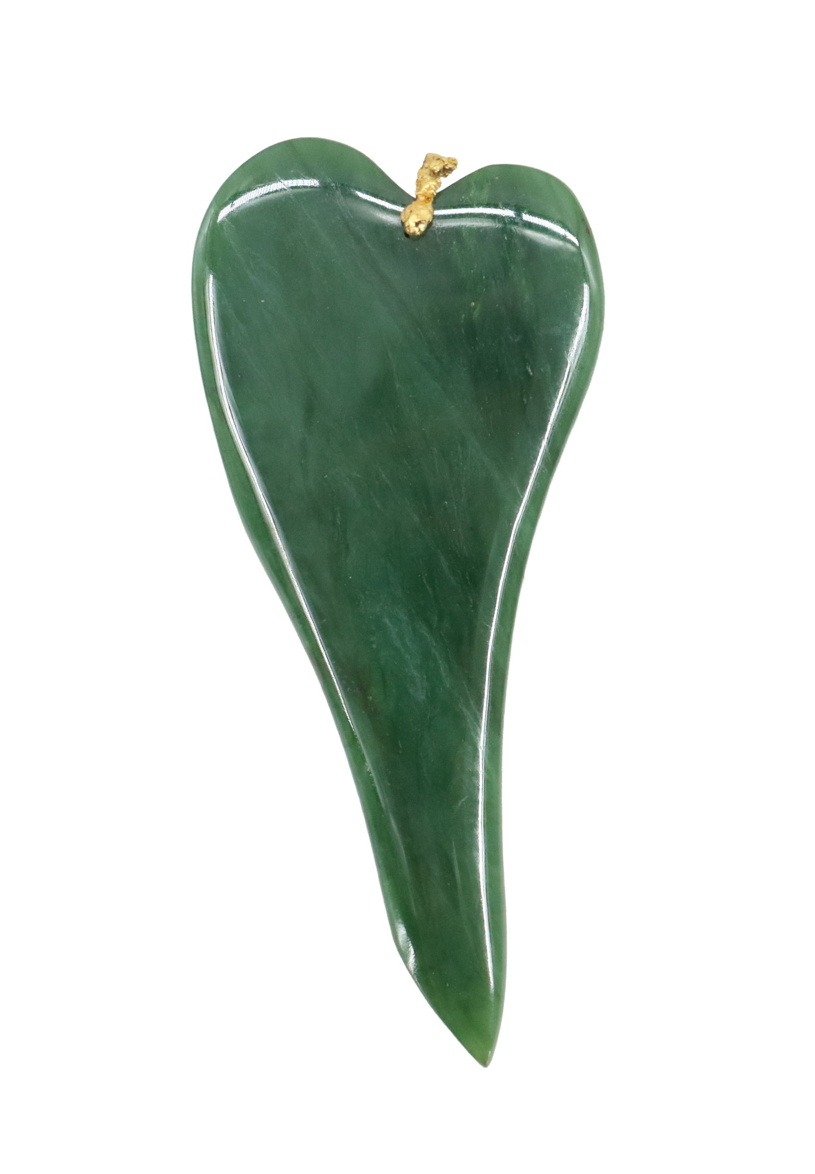 A Large Nephrite Jade New Zealand Maori Pendant with Gold Nugget Bail (1 of 10)