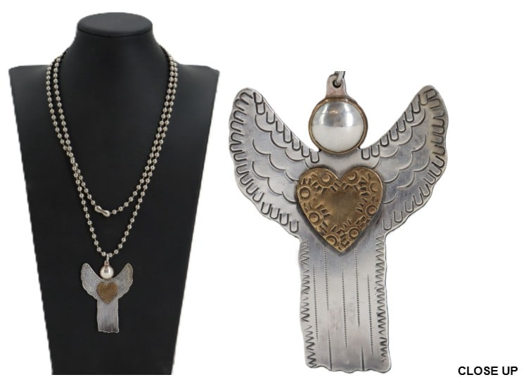 Sterling Silver Angel Pendant On Metal Chain Signed Sandy (1 of 12)